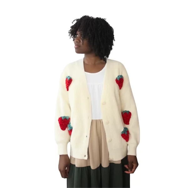Cardigan com apliques de morango 1